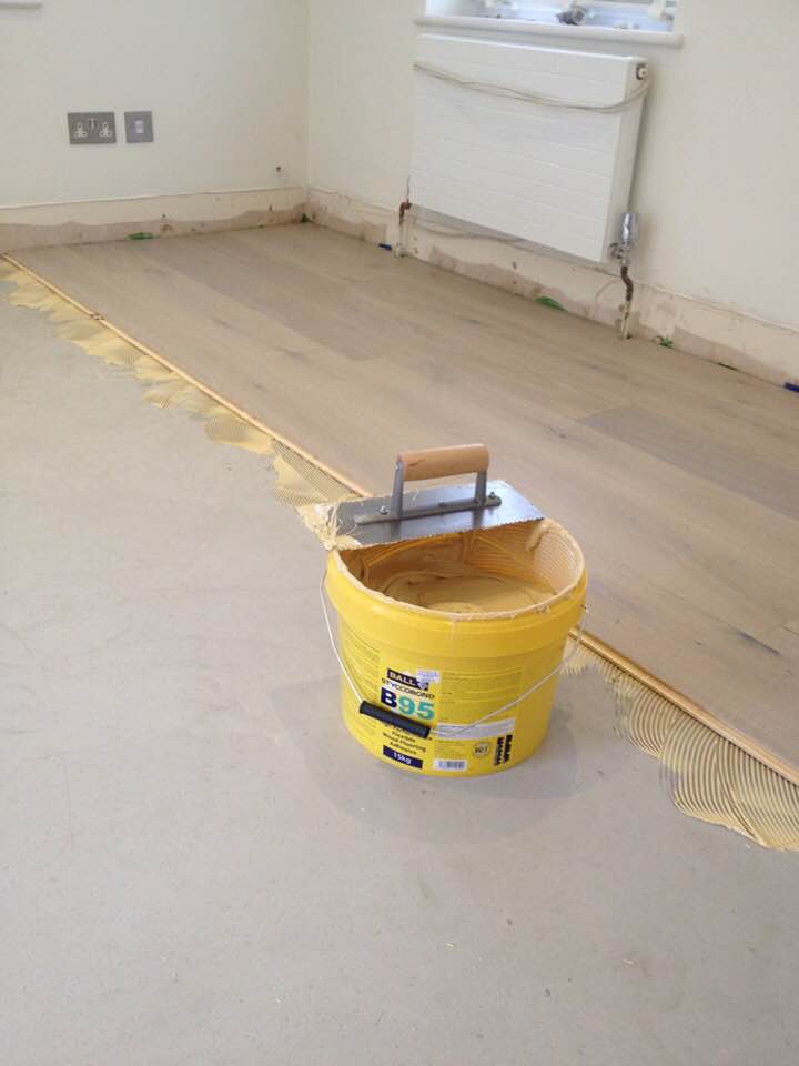 V4 Wood Flooring - Walnut. glue down in Sunninghill. Fitted by Pembroke Floors.